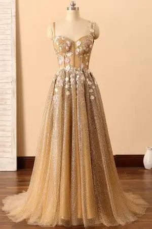 fairy flowers corset bodice shiny glitter prom dress