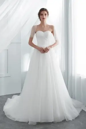 strapless sweetheart white tulle wholesale wedding gown