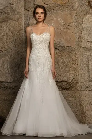 shimmering beaded tulle mermaid wedding dress