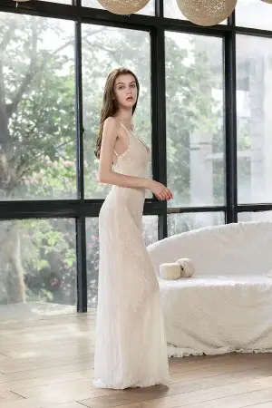 illusion stretch lace sheath bridal gown