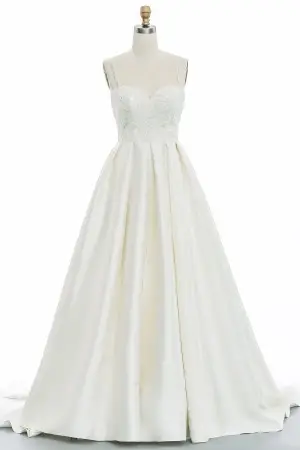 sequin beaded ivory lace and satin wedding dress