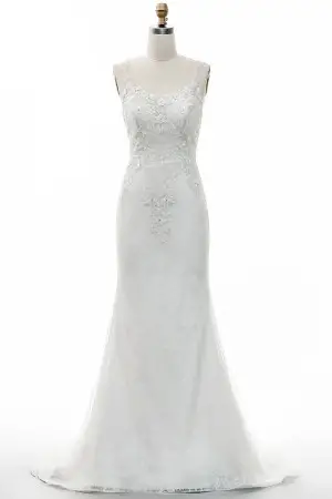 dazzling beaded floral lace mermaid long bridal gown