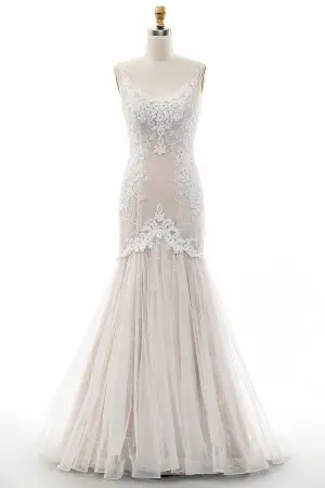 beaded nude mermaid wholesale wedding dress