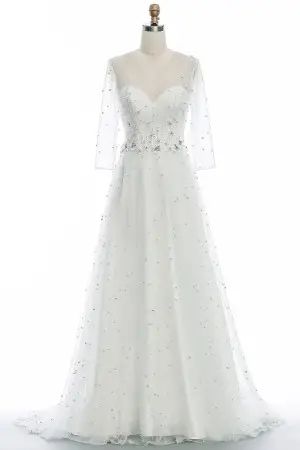 delicate pearls all over wholesale wedding dress
