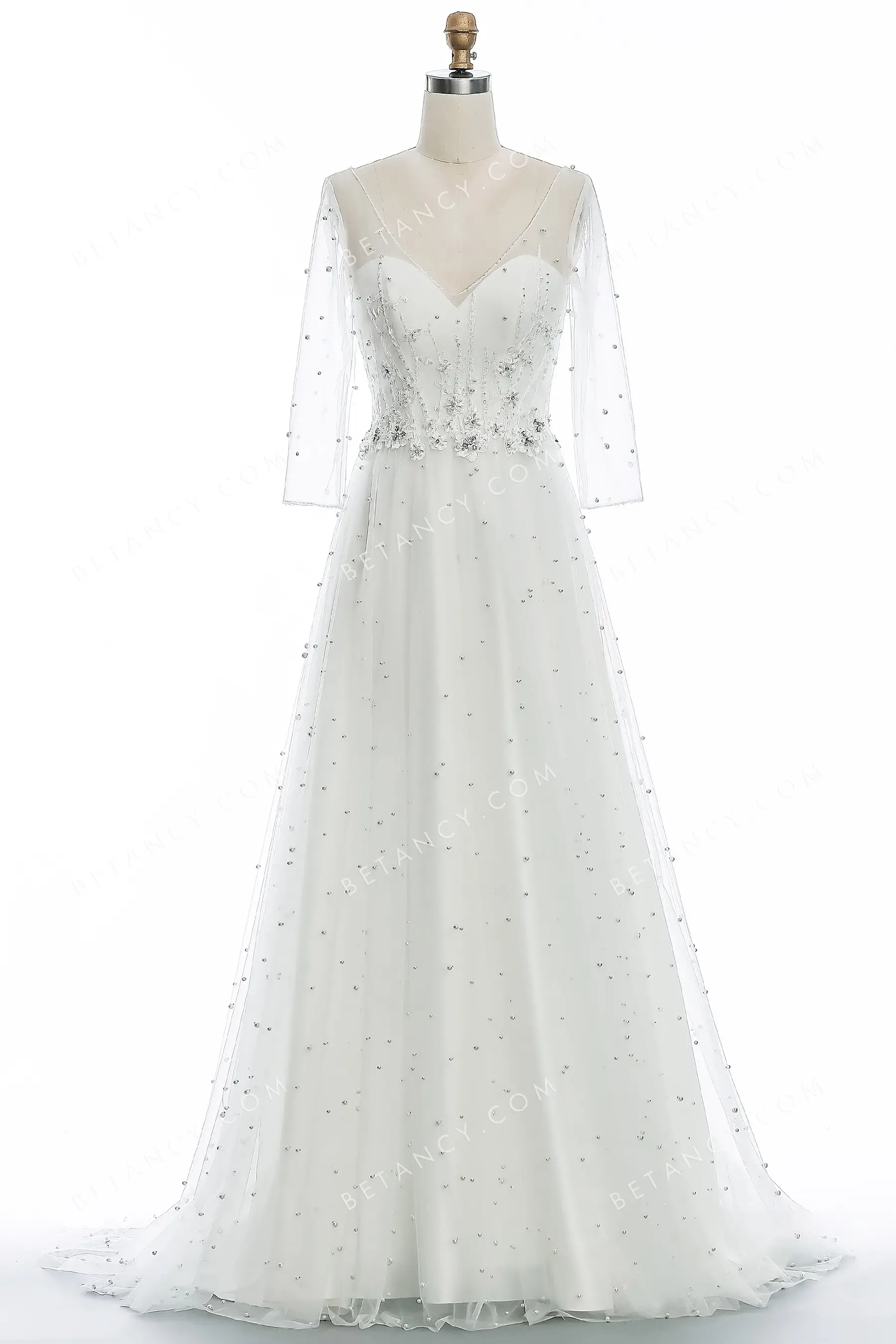 Delicate Pearls All Over Wholesale Wedding Dress BETANCY