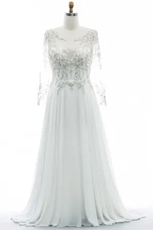 scintillant sequin lace plus size chiffon wedding dress