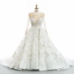 luxury beaded 3D flowers wholesale wedding ball gown