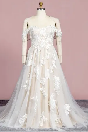 floral lace embroidery champagne satin wedding dress