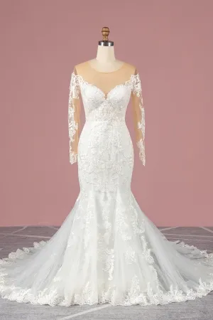 illusion sweetheart long sleeve wholesale wedding dress