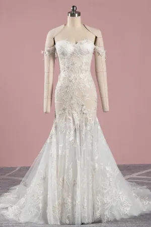 floral lace sheer spring mermaid wholesale bridal dress