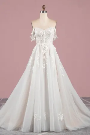 elegant floral lace nude satin wholesale wedding gown