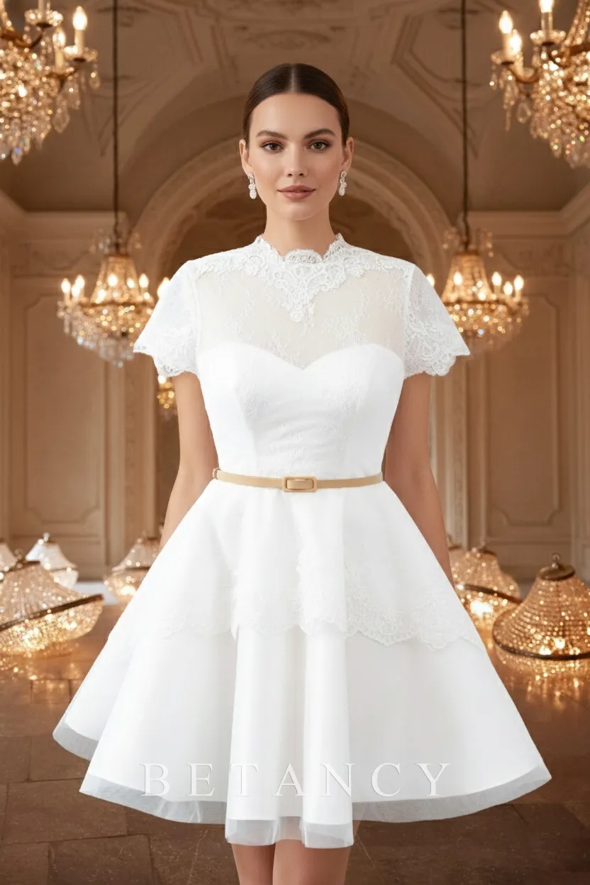 romantic short illusion lace wedding dress romantic short illusion lace wedding dress