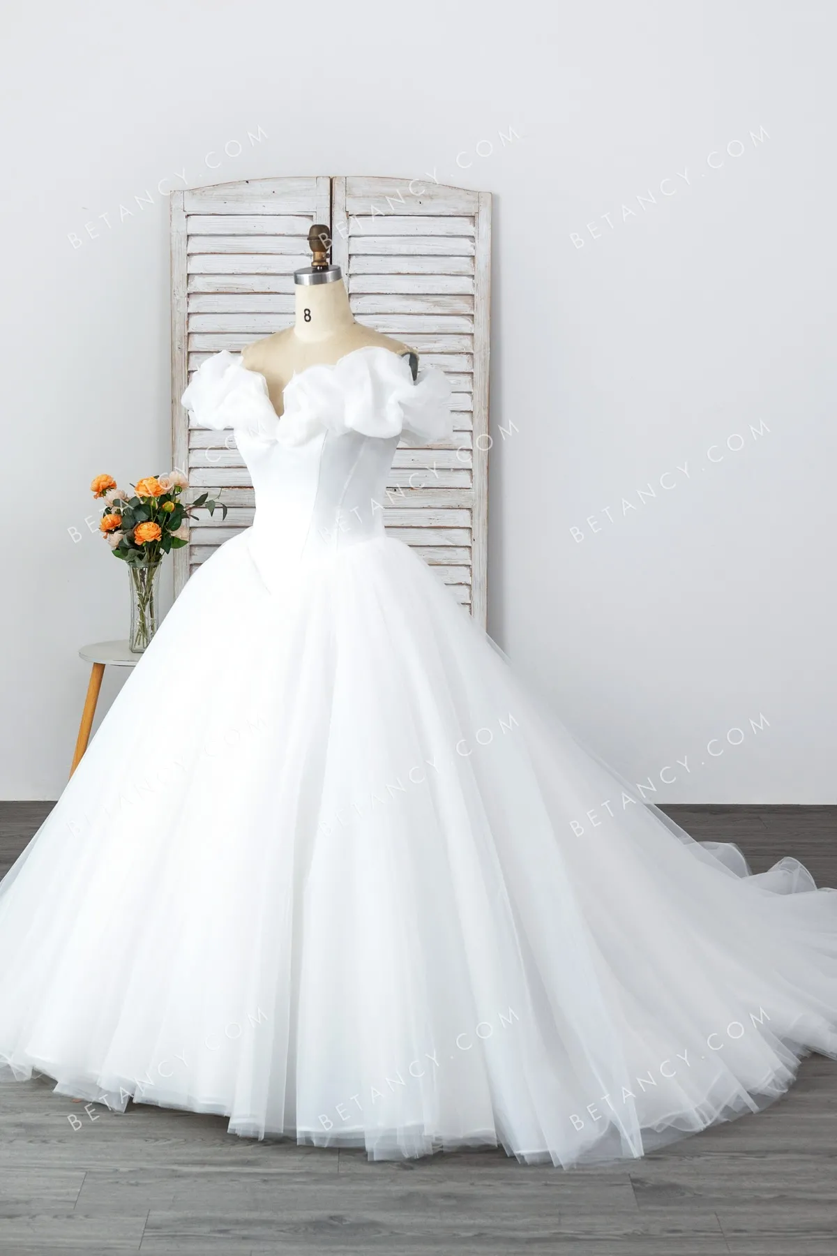 ruffled off the shoulder bridal gown ruffled off the shoulder bridal gown